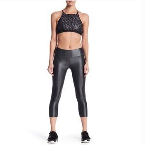 Koral Metallic Black High-Waist Cropped Leggings